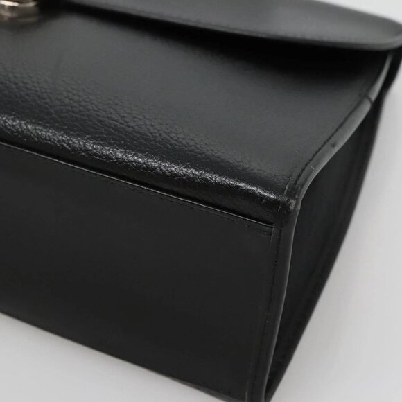 Burberrys Hand Bag Leather Black Silver Auth BA3309 - Picture 7 of 16